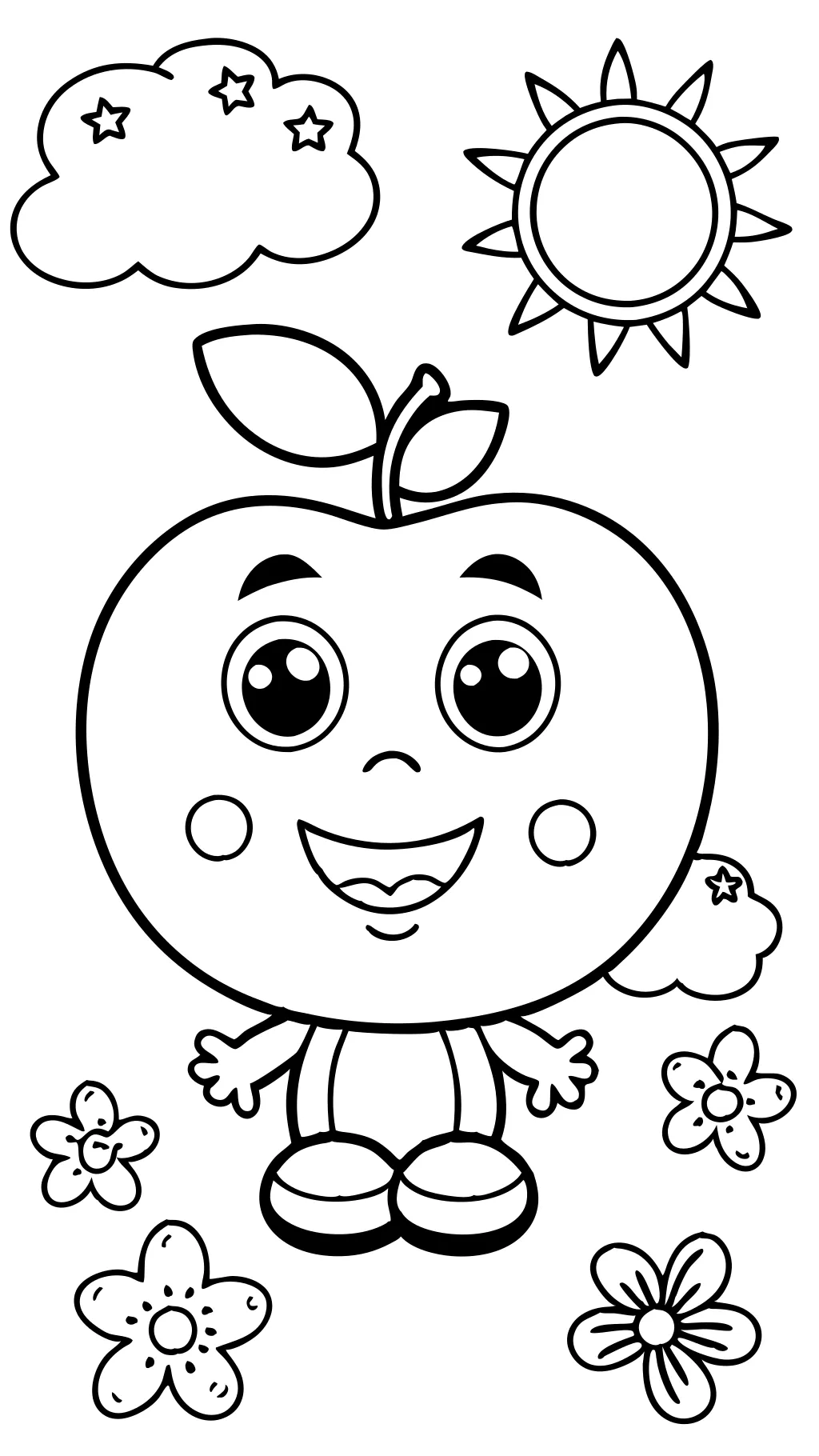 páginas para colorear de manzana preescolar